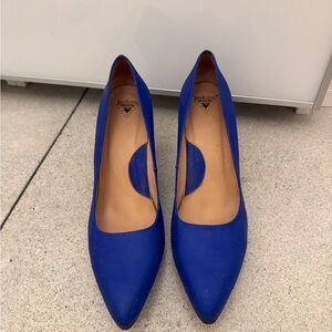 John Fluevog Cobalt Blue Pointed-Toe Pumps